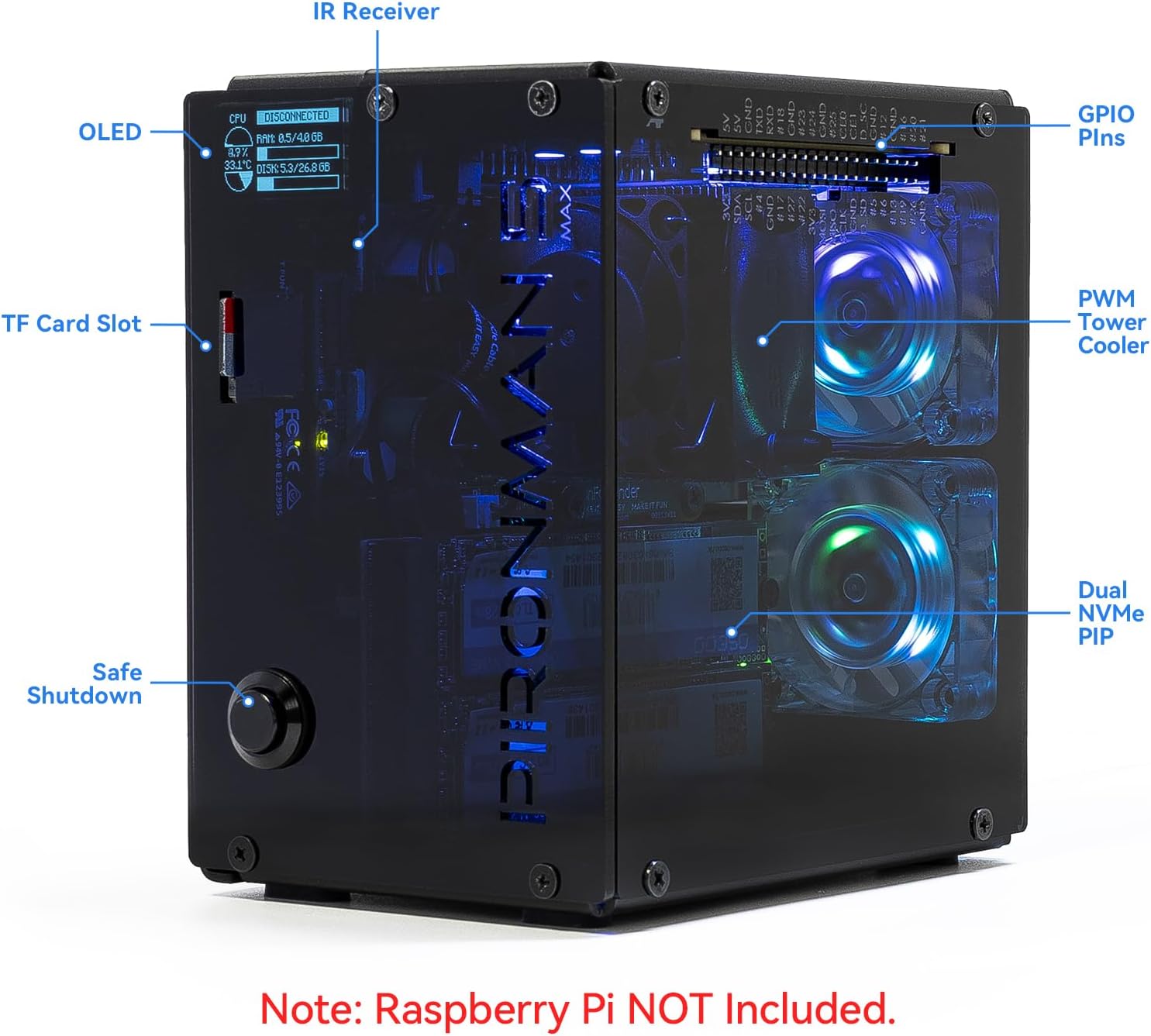 Pironman 5-MAX Dual NVMe M.2 S – Raspberry Pi Ai Kit Hailo-8L Bewertung und Preis